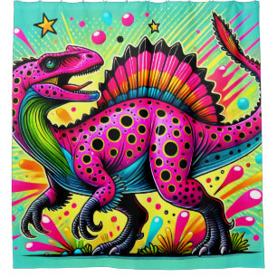 Pink Dinosaurier Duschvorhang