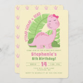 Pink Dinosaurier Geburtstag Einladung (Vorne/Hinten)
