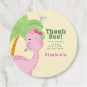 Pink Dinosaurier Geburtstag Geschenkanhänger (Rückseite)