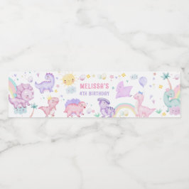 Pink Dinosaurier Geburtstagsparty Wasserflasche Et Wasserflaschenetikett