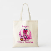 Pink Dinosaurier Halloween Trick oder Treat Tote T Tragetasche (Rückseite)