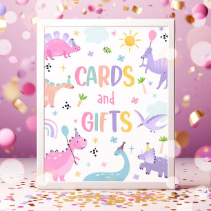 Pink Dinosaurier Karten und Geschenke Geburtstagsp Poster