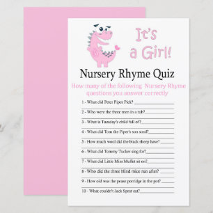 Pink Dinosaurier Kinderzimmer Rhyme Quiz Babydusch