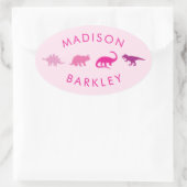 Pink Dinosaurier Niedlich Kid Dino Umschlag Aufkle Ovaler Aufkleber (Tasche)