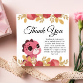 Pink Dinosaurier und Rose Kinderdusche Danke Karte