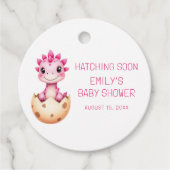 Pink Dinosaurier Wasserfarbenhahn Bald Babydusche Geschenkanhänger (Vorderseite)