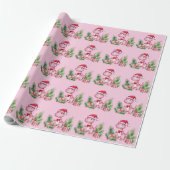Pink Dinosaurier Weihnachtswrapping Papier Geschenkpapier (Ungerollt)