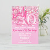 Pink Dirty 30 Geburtstag Einladung Glitzer (Stehend Vorderseite)