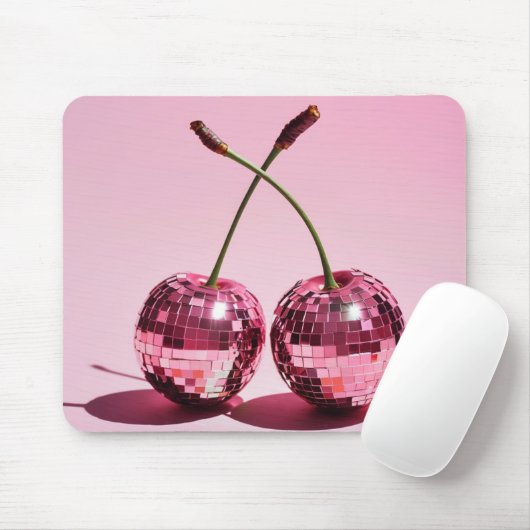 Pink Disco Ball Cherries Pink Red Girl Mouse Pad Mousepad (Mit Mouse)
