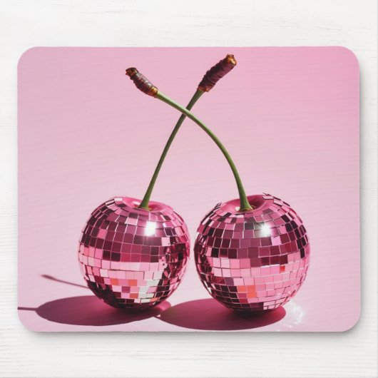 Pink Disco Ball Cherries Pink Red Girl Mouse Pad Mousepad (Vorne)