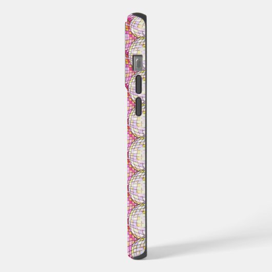 Pink Disco Ball Pattern iPhone Hülle (Linke Seite)