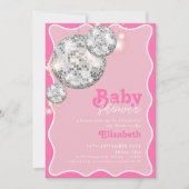 Pink Disco Ball Sparkle Babydusche Party Design Einladung (Vorderseite)