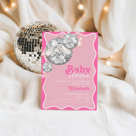 Pink Disco Ball Sparkle Babydusche Party Design Einladung