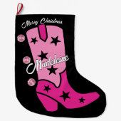 Pink Disco Costgirl Boot Add Name Western Großer Weihnachtsstrumpf (Vorderseite)