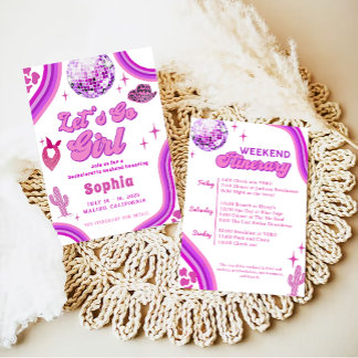 Pink Disco Cowgirl Bachelorette Rodeo Wochenende Einladung