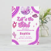 Pink Disco Cowgirl Bachelorette Rodeo Wochenende Einladung (Stehend Vorderseite)