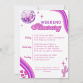 Pink Disco Cowgirl Bachelorette Rodeo Wochenende Einladung (Rückseite)