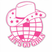 Pink Disco Cowgirl Go Girls Aufkleber (Vorderseite)