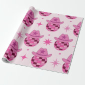 Pink Disco Cowgirl Hutform Muster mit Sternen Geschenkpapier (Ungerollt)