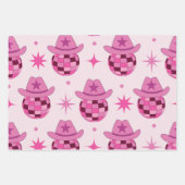 Pink Disco Cowgirl Hutform Muster mit Sternen Geschenkpapier Set (Vorderseite 3)