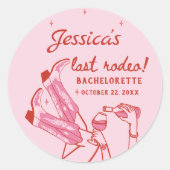 Pink Disco Cowgirl Junggeselinnen-Abschied Runder Aufkleber (Vorderseite)