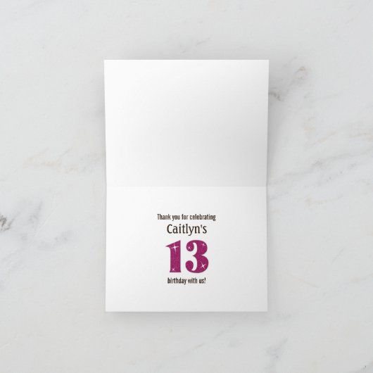 Pink Disco Geburtstagsparty Danke (Innenseite)