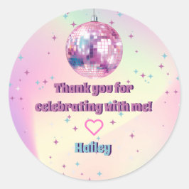 Pink Disco Geburtstagsparty Danke Stickers