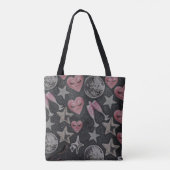 Pink Disco Hearts Tote Bag | Glam Night Love Patte Tasche (Rückseite)
