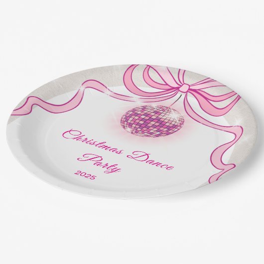 Pink Disco Sparkle Girls Weihnachten Party Pappteller (Schrägansicht)