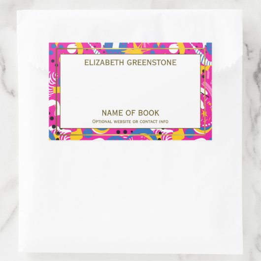 Pink Disco Themed Author Signature Buchzeichen Rechteckiger Aufkleber (Tasche)