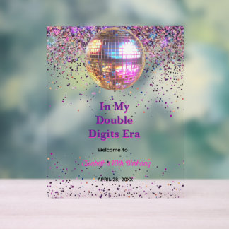 Pink Disco Trendy In My Double Digits Era Birthday Acrylschild
