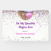 Pink Disco Trendy In My Double Digits Era Birthday Banner (Horizontal)