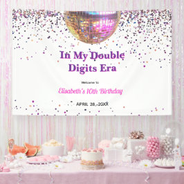 Pink Disco Trendy In My Double Digits Era Birthday Banner