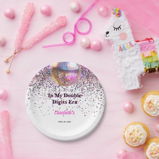 Pink Disco Trendy In My Double Digits Era Birthday Pappteller (Party)