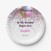 Pink Disco Trendy In My Double Digits Era Birthday Pappteller (Vorderseite)