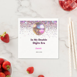 Pink Disco Trendy In My Double Digits Era Birthday Serviette