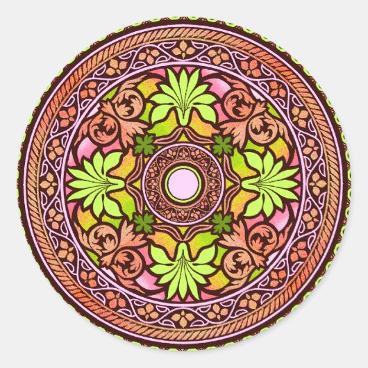 Pink Disk Indian Wedding Einladungs-Aufkleber Runder Aufkleber (Vorderseite)