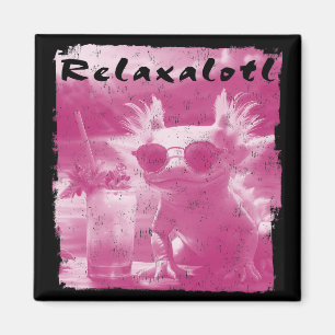 Pink Distressed Relaxalotl Axolotl Magnet