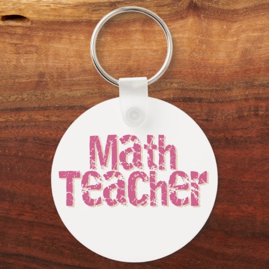 Pink Distressed Text Match Teacher Schlüsselanhänger (Vorderseite)