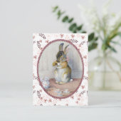 Pink Ditsy Vintages Blumengebäck Postkarte (Stehend Vorderseite)