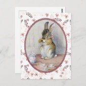 Pink Ditsy Vintages Blumengebäck Postkarte (Vorne/Hinten)