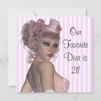 Pink Diva Frauen 21. Geburtstag Party Einladung