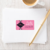 Pink Diva Jewel Lace Monogram Address Label Adressaufkleber (Insitu)