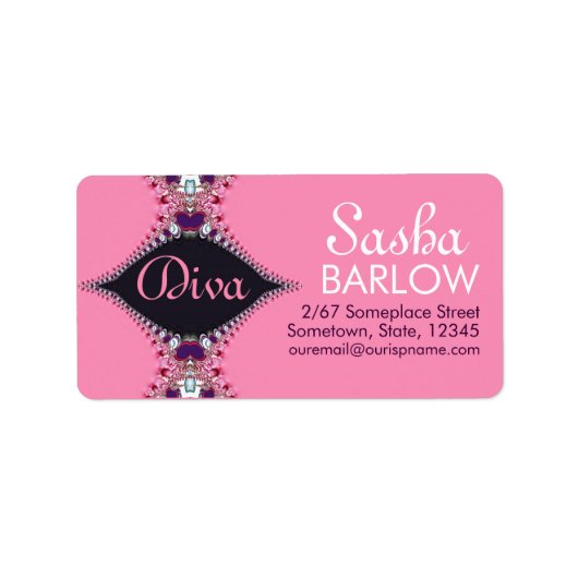 Pink Diva Jewel Lace Monogram Address Label Adressaufkleber (Vorne)