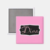 Pink Diva Word Art - Individuell gestaltet Magnet (Vorderseite/Rückseite)