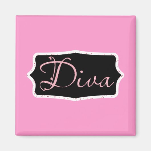 Pink Diva Word Art - Individuell gestaltet Magnet (Vorne)