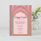 Pink Diwali Traditionelle Diwali Feier Einladung (Stehend Vorderseite)