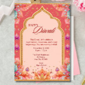 Pink Diwali Traditionelle Kunst Diwali Feier Einladung