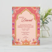 Pink Diwali Traditionelle Kunst Diwali Feier Einladung (Stehend Vorderseite)