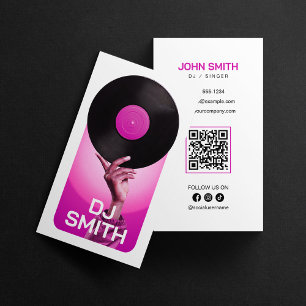 Pink DJ Signer Disc Jockey Musikproduzent Vinyl Visitenkarte